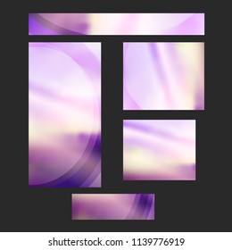 Design elements presentation template. Set website banners background, backdrop blurred glow light effect. Vector illustration EPS 10 for web buttons template, business card layout, web site standard