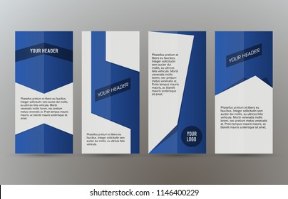 Design elements presentation template. Set vertical banners blue background, backdrop gradient glow effect. Vector illustration EPS 10 for brochure template, business card layout, flyer mockup