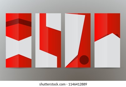 Design elements presentation template. Set vertical banners red background, backdrop gradient glow effect. Vector illustration EPS 10 for brochure template, business card layout, flyer mockup