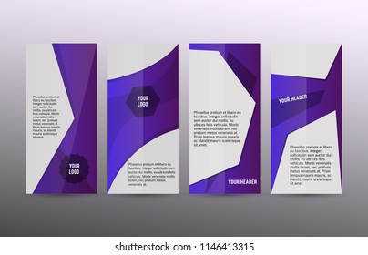 Design elements presentation template. Set vertical banners blue background, backdrop gradient glow effect. Vector illustration EPS 10 for brochure template, business card layout, flyer mockup