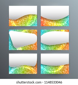 Design elements presentation template. Set horizontal banners background mosaic glow light effect. Vector illustration EPS 10 for brochure template, business card layout, flyer cover page mockup