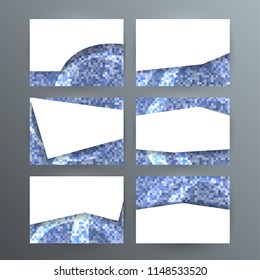 Design elements presentation template. Set horizontal banners background mosaic glow light effect. Vector illustration EPS 10 for brochure template, business card layout, flyer cover page mockup