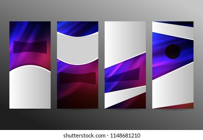 Design elements presentation template. Set vertical banners purple blurry background, backdrop gradient glow effect. Vector illustration EPS10 for brochure template, business card layout, flyer mockup