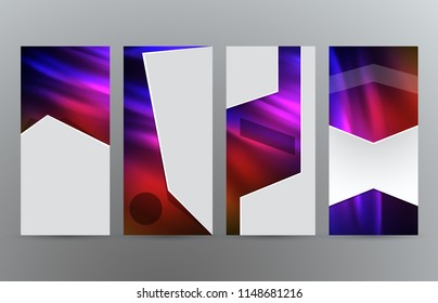Design elements presentation template. Set vertical banners purple blurry background, backdrop gradient glow effect. Vector illustration EPS10 for brochure template, business card layout, flyer mockup