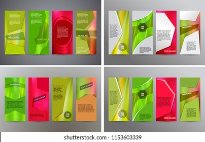 Design elements presentation template. Set vertical banners colors background, backdrop glow light effect. Vector illustration EPS 10 for web banner template, business card layout, web site element