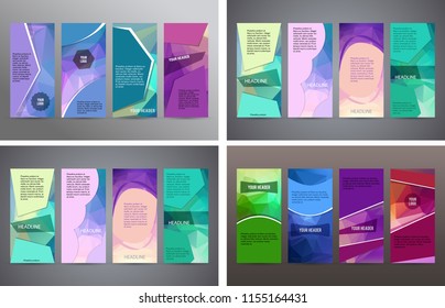 Design elements presentation template. Set vertical banners colors background, backdrop glow light effect. Vector illustration EPS 10 for web banner template, business card layout, web site element