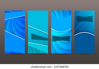 Design elements presentation template. Set vertical banners blue background, backdrop gradient glow effect. Vector illustration EPS 10 for brochure template, business card layout, flyer mockup