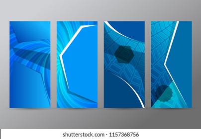 Design elements presentation template. Set vertical banners blue background, backdrop gradient glow effect. Vector illustration EPS 10 for brochure template, business card layout, flyer mockup