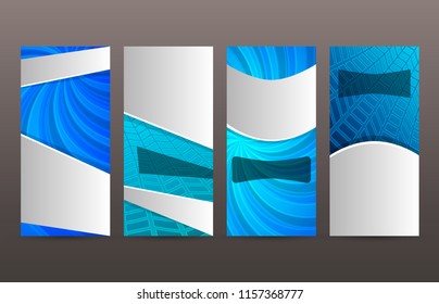 Design elements presentation template. Set vertical banners blue background, backdrop gradient glow effect. Vector illustration EPS 10 for brochure template, business card layout, flyer mockup