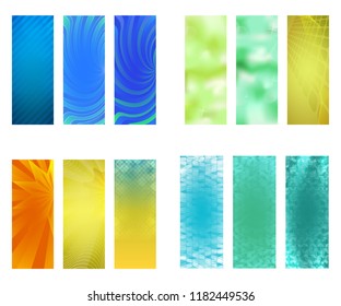 Design elements presentation template. Set vertical banners colors background, backdrop glow light effect. Vector illustration EPS 10 for web banner template, business card layout, web site element