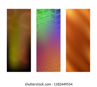 Design elements presentation template. Set vertical banners colors background, backdrop glow light effect. Vector illustration EPS 10 for web banner template, business card layout, web site element