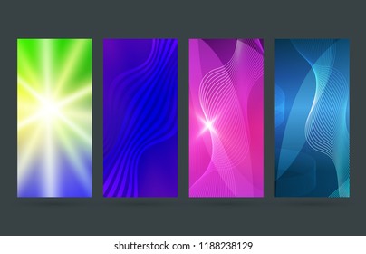 Design elements presentation template. Set vertical banners colors background, backdrop glow light effect. Vector illustration EPS 10 for web banner template, business card layout, web site element