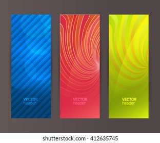 Design elements presentation template. Set vertical banners background, backdrop glow light effect. Vector illustration EPS 10 for web buttons template, business card layout