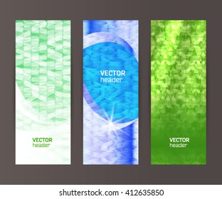 Design elements presentation template. Set vertical banners background, backdrop glow light effect. Vector illustration EPS 10 for web buttons template, business card layout