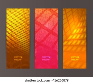 Design elements presentation template. Set vertical banners background, backdrop mosaic glow light effect . Vector illustration EPS 10 for web buttons template, business card layout, web site element