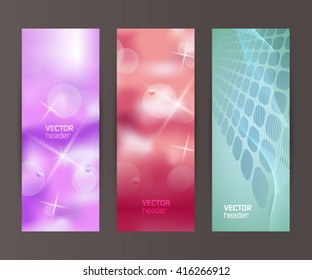 Design elements presentation template. Set vertical banners background, backdrop blur glow light effect. Vector illustration EPS 10 for web buttons template, business card layout, web site element