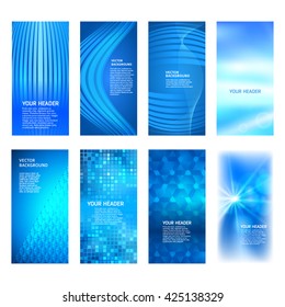 Design elements presentation template. Set vertical banners background, backdrop glow light effect. Vector illustration EPS 10 for web buttons template, business card layout, web site element