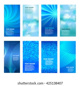 Design elements presentation template. Set vertical banners background, backdrop glow light effect. Vector illustration EPS 10 for web buttons template, business card layout, web site element