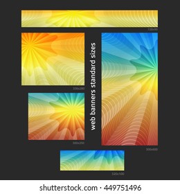 Design elements presentation template. Set website banners background, backdrop blurred glow light effect. Vector illustration EPS 10 for web buttons template, business card layout, web site standard