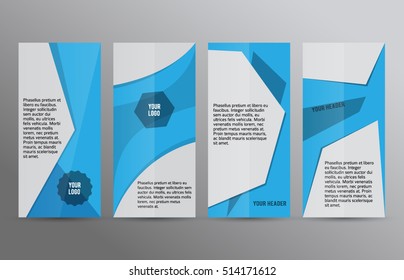 Design elements presentation template. Set vertical banners blue background, backdrop gradient glow effect. Vector illustration EPS 10 for brochure template, business card layout, flyer mockup 