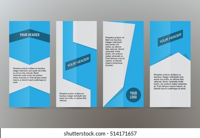 Design elements presentation template. Set vertical banners blue background, backdrop gradient glow effect. Vector illustration EPS 10 for brochure template, business card layout, flyer mockup 