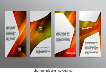 Design elements presentation template. Set vertical banners hot blurred background, backdrop gradient glow effect. Vector illustration EPS 10 for brochure template, business card layout, flyer mockup