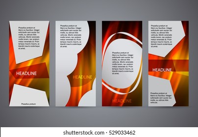 Design elements presentation template. Set vertical banners hot blurred background, backdrop gradient glow effect. Vector illustration EPS 10 for brochure template, business card layout, flyer mockup