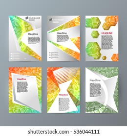 Design elements presentation template. Set vertical banners background, mosaic lines glow light effect. Vector illustration EPS 10 for brochure template, business card layout, cover pages layout flyer