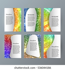 Design elements presentation template. Set vertical banners background, mosaic lines glow light effect. Vector illustration EPS 10 for brochure template, business card layout, cover pages layout flyer