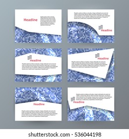 Design elements presentation template. Set horizontal banners background mosaic glow light effect. Vector illustration EPS 10 for brochure template, business card layout, flyer cover page mockup