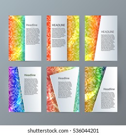 Design elements presentation template. Set vertical banners background, mosaic lines glow light effect. Vector illustration EPS 10 for brochure template, business card layout, cover pages layout flyer