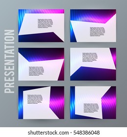 Design elements presentation template. Set horizontal banners background neon northern light glow  effect. Vector illustration EPS for brochure template, business card layout, flyer cover page mockup