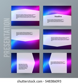 Design elements presentation template. Set horizontal banners background neon northern light glow  effect. Vector illustration afor brochure template, business card layout, flyer cover page mockup