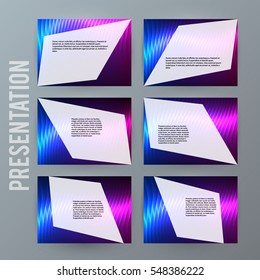 Design elements presentation template. Set horizontal banners background neon northern light glow  effect. Vector illustration EPS for brochure template, business card layout, flyer cover page mockup