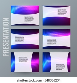 Design elements presentation template. Set horizontal banners background neon northern light glow  effect. Vector illustration EPS for brochure template, business card layout, flyer cover page mockup