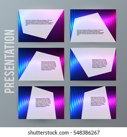 Design elements presentation template. Set horizontal banners background neon northern light glow  effect. Vector illustration EPS for brochure template, business card layout, flyer cover page mockup