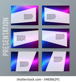 Design elements presentation template. Set horizontal banners background neon northern light glow  effect. Vector illustration EPS for brochure template, business card layout, flyer cover page mockup