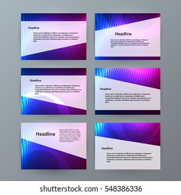 Design elements presentation template. Set horizontal banners background neon northern light glow  effect. Vector illustration EPS for brochure template, business card layout, flyer cover page mockup