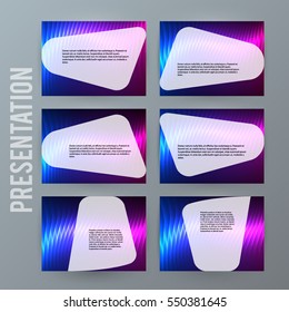 Design elements presentation template. Set horizontal banners background neon northern light glow effect. Vector illustration EPS for brochure template, business card layout, flyer cover page mockup