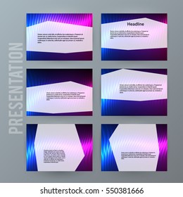 Design elements presentation template. Set horizontal banners background neon northern light glow effect. Vector illustration EPS for brochure template, business card layout, flyer cover page mockup