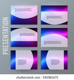 Design elements presentation template. Set horizontal banners background neon northern light glow effect. Vector illustration EPS for brochure template, business card layout, flyer cover page mockup