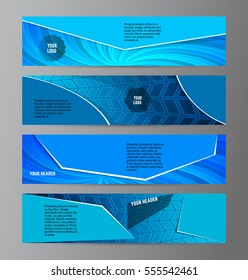 Design elements presentation template. Set horizontal banners background blue glow light effect. Vector illustration EPS for brochure template, business card layout, flyer cover page mockup