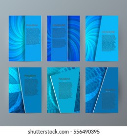 Design elements presentation template. Set vertical banners blue background, backdrop glow light effect. Vector illustration EPS 10 for web banner template, business card layout, web site element