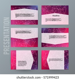 Design elements presentation template. Set horisontal banners purple background, backdrop glow light effect. Vector illustration EPS 10 for web buttons template, business card layout, website element