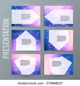Design elements presentation template. Set horisontal banners purple background, backdrop glow light effect. Vector illustration EPS 10 for web buttons template, business card layout, website element