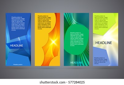 Design elements presentation template. Set vertical banner light blurred background, backdrop gradient glow effect. Vector illustration EPS 10 for brochure template, business card layout, flyer mockup