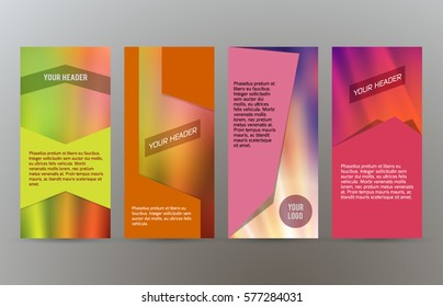 Design elements presentation template. Set vertical banner light blurred background, backdrop gradient glow effect. Vector illustration EPS 10 for brochure template, business card layout, flyer mockup