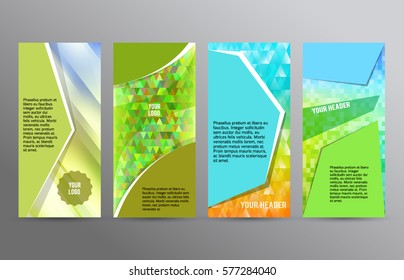 Design elements presentation template. Set vertical banner light blurred background, backdrop gradient glow effect. Vector illustration EPS 10 for brochure template, business card layout, flyer mockup