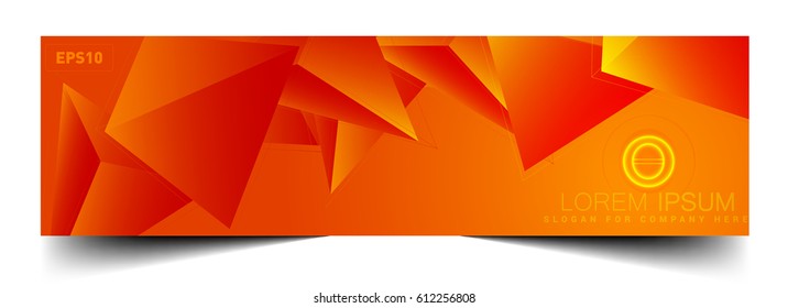 Design elements presentation template. Set horizontal banners yellow background, neonglow effect. Vector illustration for brochure layout, business card, flyer mockup