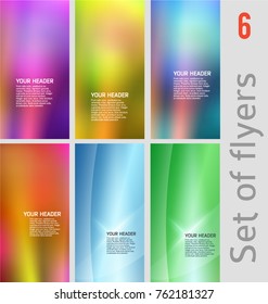 Design elements presentation template. Set vertical banners background, backdrop blur glow light effect. Vector illustration EPS 10 for web buttons template, business card layout, web site element